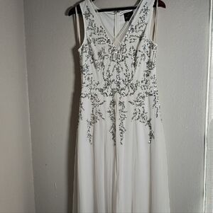 Elegant White and Silver Embellished Jumpsuit